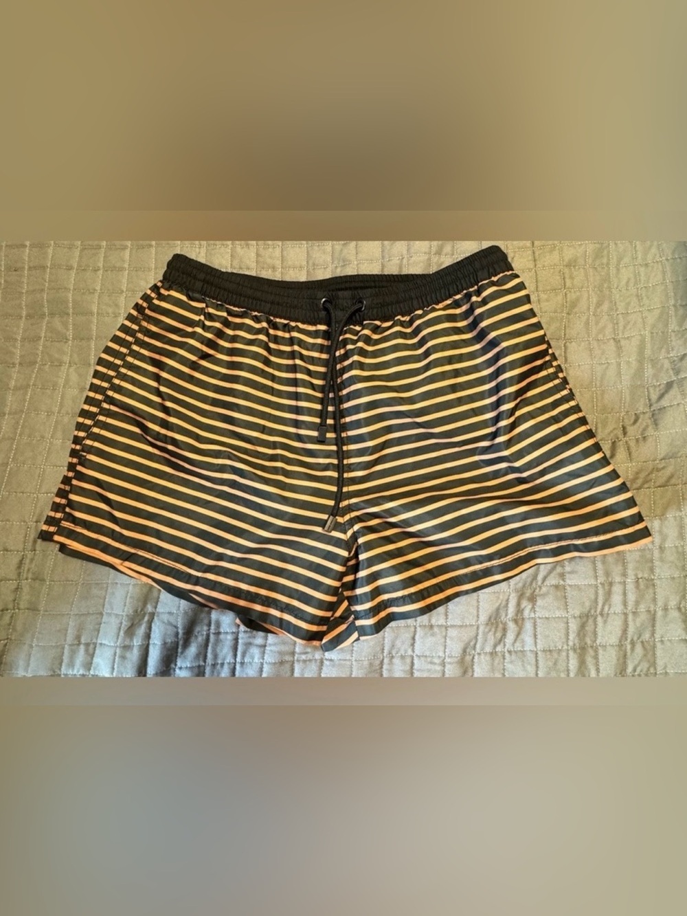 Zara Men Black and Orange Striped swimming Shorts